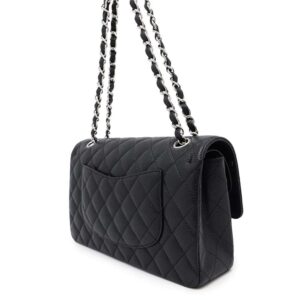 CHANEL Matelasse W flap WChainShoulder Bag BlackA01112 Caviar Leather Size 25