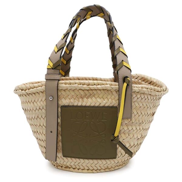 LOEWE Anagram Straw Tote Bag Beige/Greige/Olive/YellowA223S93X21 Raffia Leather - Image 11