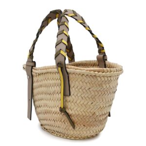 LOEWE Anagram Straw Tote Bag Beige/Greige/Olive/YellowA223S93X21 Raffia Leather