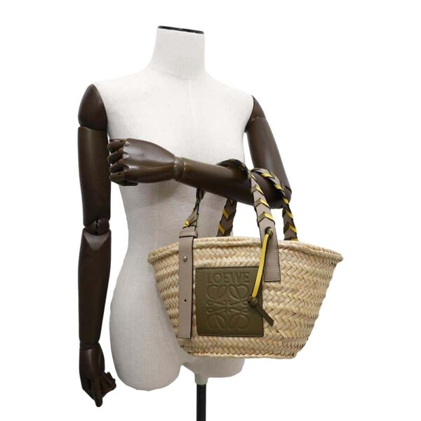 LOEWE Anagram Straw Tote Bag Beige/Greige/Olive/YellowA223S93X21 Raffia Leather - Image 3