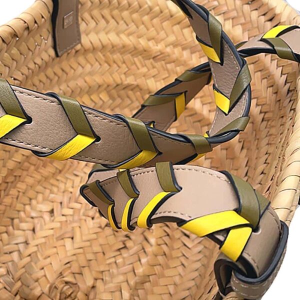 LOEWE Anagram Straw Tote Bag Beige/Greige/Olive/YellowA223S93X21 Raffia Leather - Image 7