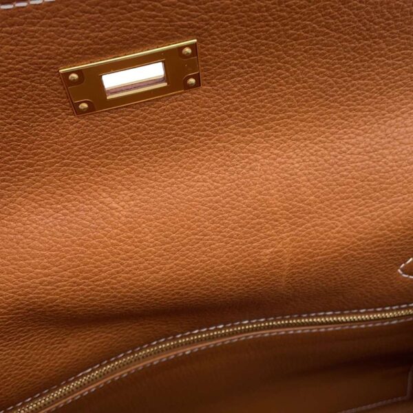 HERMES Kelly Retourne Fauve Barenia Leather Fauve Size 28 - Image 6