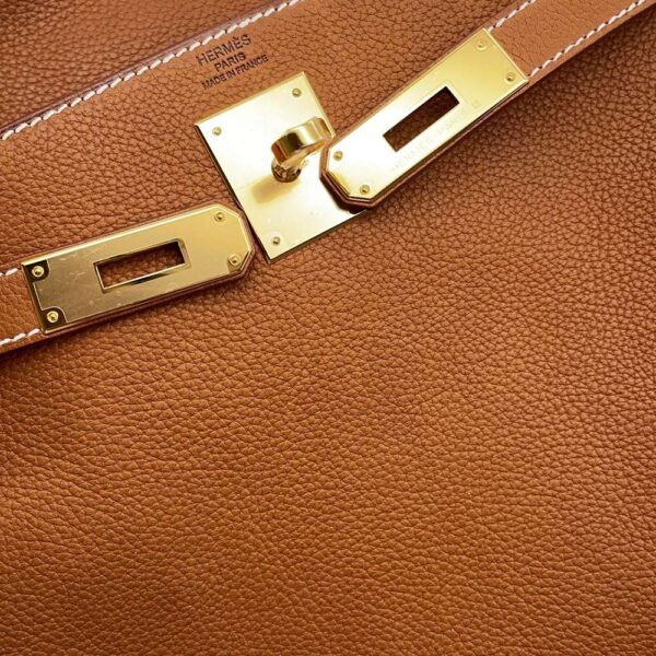 HERMES Kelly Retourne Fauve Barenia Leather Fauve Size 28 - Image 7