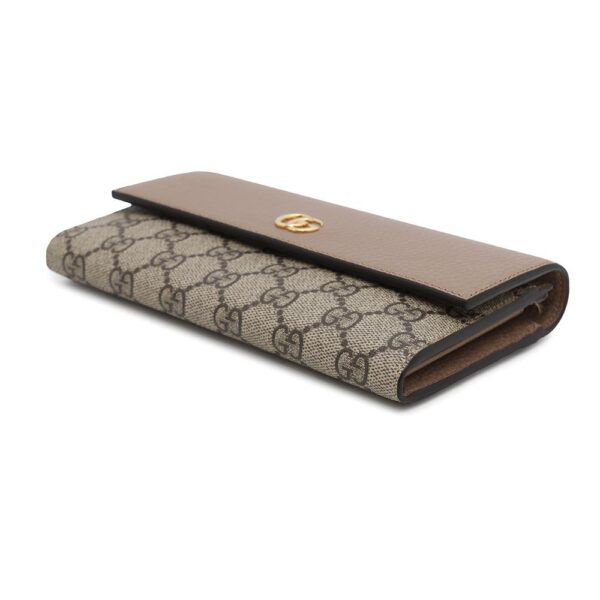 GUCCI Double G Bicolor Continental Wallet Beige/Dusty Pink456116 GG SupremeCanvas/Leather