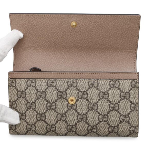 GUCCI Double G Bicolor Continental Wallet Beige/Dusty Pink456116 GG SupremeCanvas/Leather - Image 3