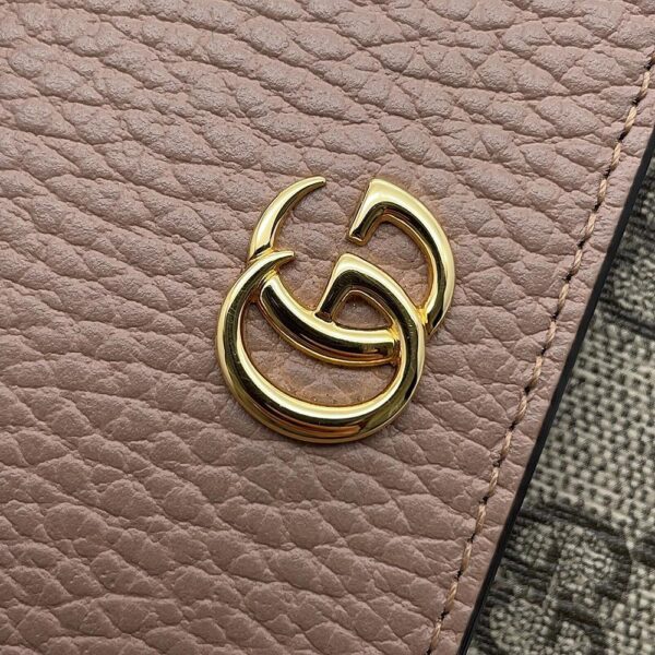 GUCCI Double G Bicolor Continental Wallet Beige/Dusty Pink456116 GG SupremeCanvas/Leather - Image 9