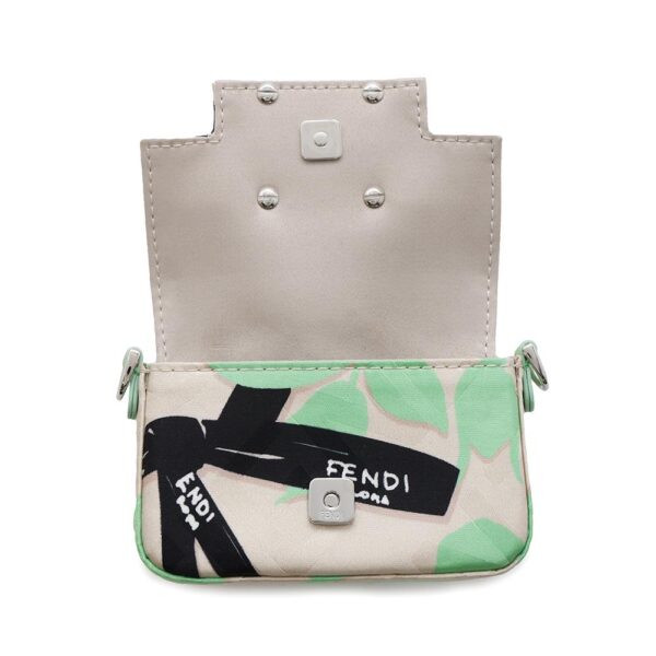 FENDI Nano Bucket Bag Charm Beige/Green7AR996 Satin - Image 3