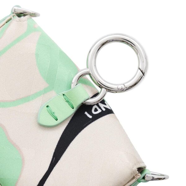 FENDI Nano Bucket Bag Charm Beige/Green7AR996 Satin - Image 5