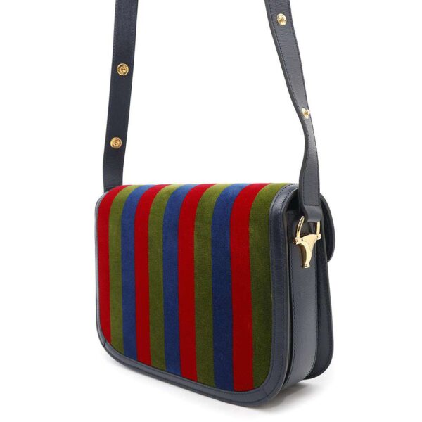 GUCCI Horsebit 1955 Navy/Multicolor602204 Velour Leather