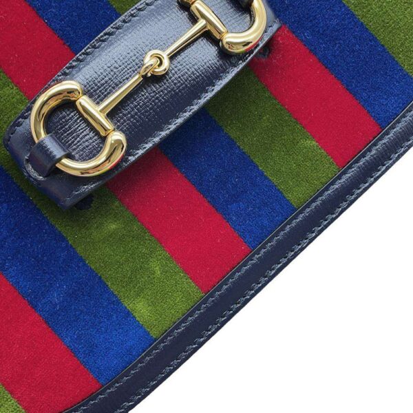 GUCCI Horsebit 1955 Navy/Multicolor602204 Velour Leather - Image 7