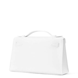 HERMES PochetteKelly New White Swift Leather