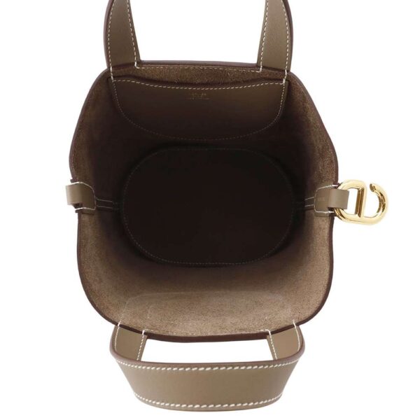HERMES in-the-loop Tote Bag Etoupe Taurillon Clemence Swift Leather Size 18 - Image 4