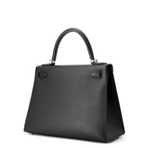 HERMES Kelly Sellier Black Epsom Size 28