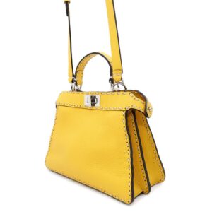 FENDI Peekaboo I See You 2WAY Bag Yellow8BN327 Leather Size Small