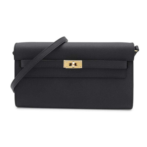 HERMES Kelly wallet long to go Black Epsom - Image 12