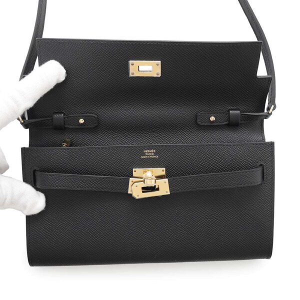 HERMES Kelly wallet long to go Black Epsom - Image 4