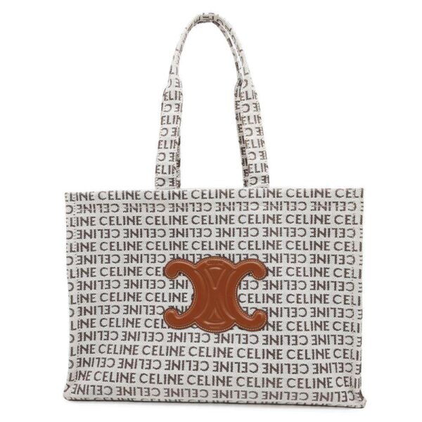 CELINE Triomphe Kabatais White/Tan196762 Canvas Leather Size Large - Image 16