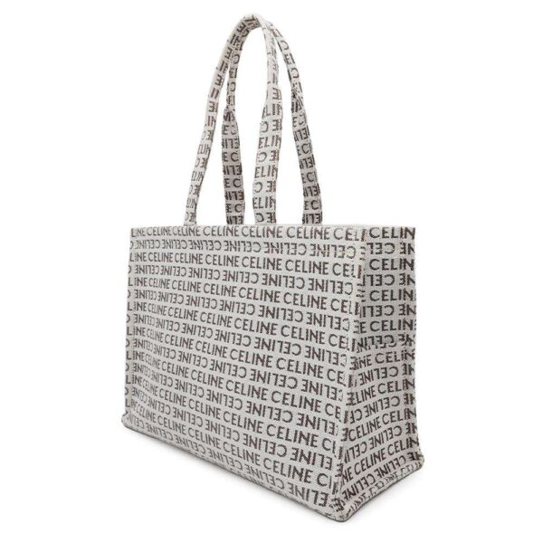 CELINE Triomphe Kabatais White/Tan196762 Canvas Leather Size Large
