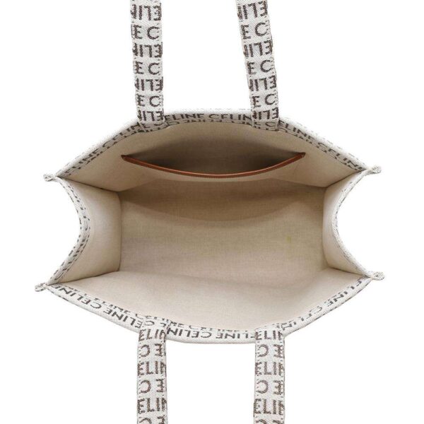 CELINE Triomphe Kabatais White/Tan196762 Canvas Leather Size Large - Image 4