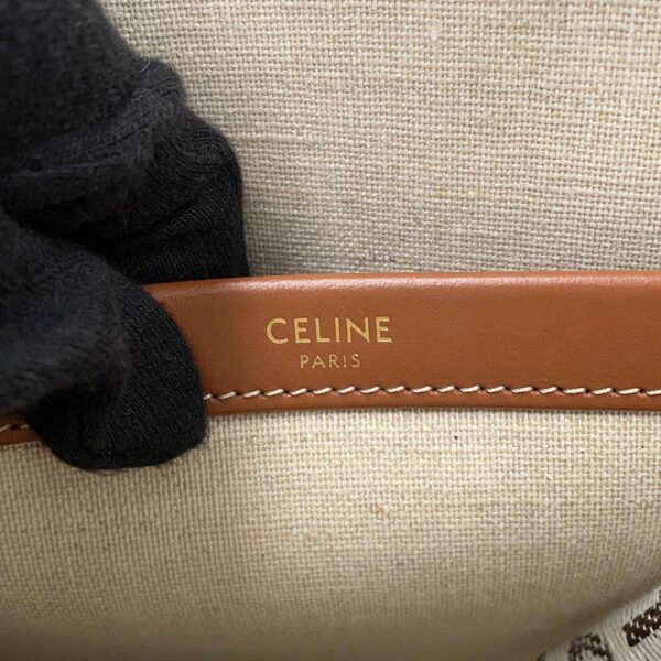 CELINE Triomphe Kabatais White/Tan196762 Canvas Leather Size Large - Image 13