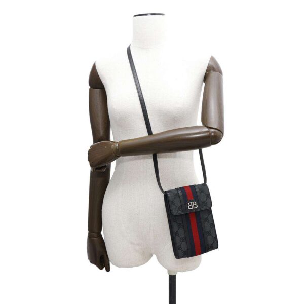 BALENCIAGA Gucci collaboration The Hacker Project phone pouch Black680130 Canvas Leather - Image 3