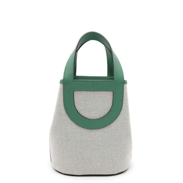 HERMES In the loop Vert Vertigo/White/Black Toile H Swift Leather Size 18 - Image 12