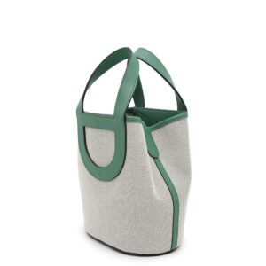 HERMES In the loop Vert Vertigo/White/Black Toile H Swift Leather Size 18