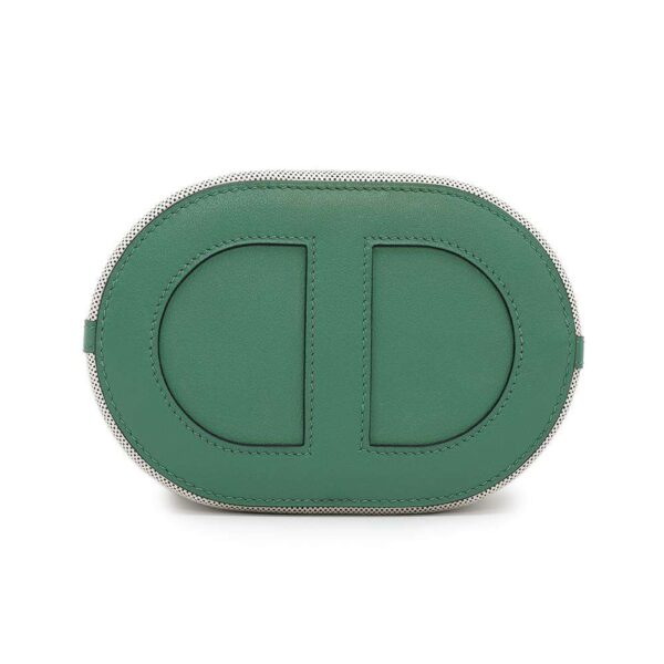 HERMES In the loop Vert Vertigo/White/Black Toile H Swift Leather Size 18 - Image 2