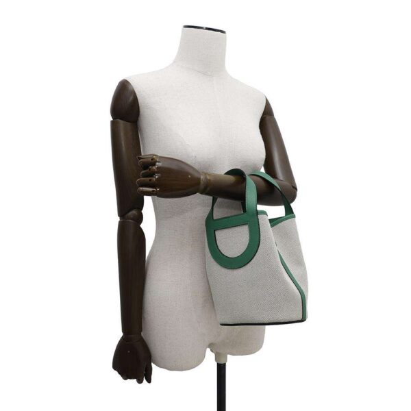 HERMES In the loop Vert Vertigo/White/Black Toile H Swift Leather Size 18 - Image 3