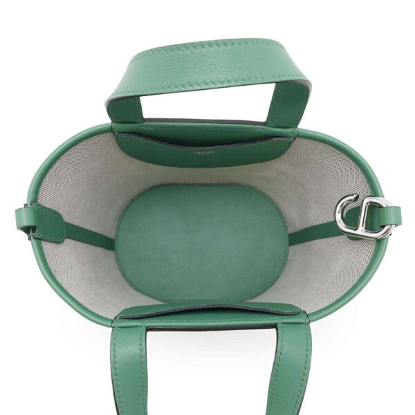 HERMES In the loop Vert Vertigo/White/Black Toile H Swift Leather Size 18 - Image 4