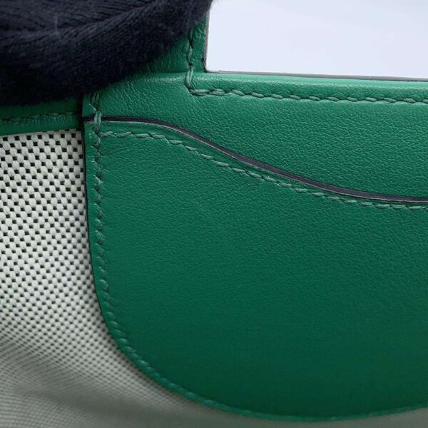 HERMES In the loop Vert Vertigo/White/Black Toile H Swift Leather Size 18 - Image 6