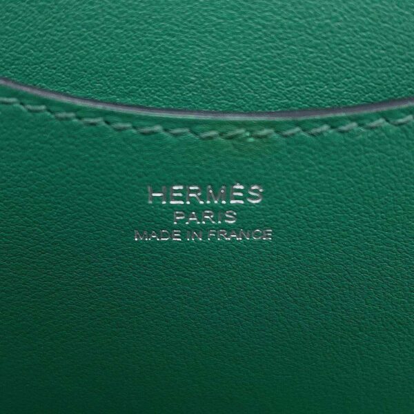 HERMES In the loop Vert Vertigo/White/Black Toile H Swift Leather Size 18 - Image 10