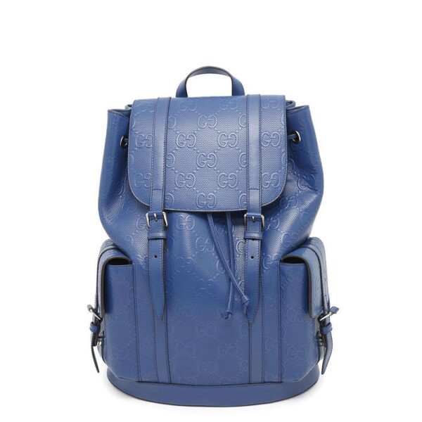GUCCI GG Embossed Backpack Blue625770 Leather - Image 16