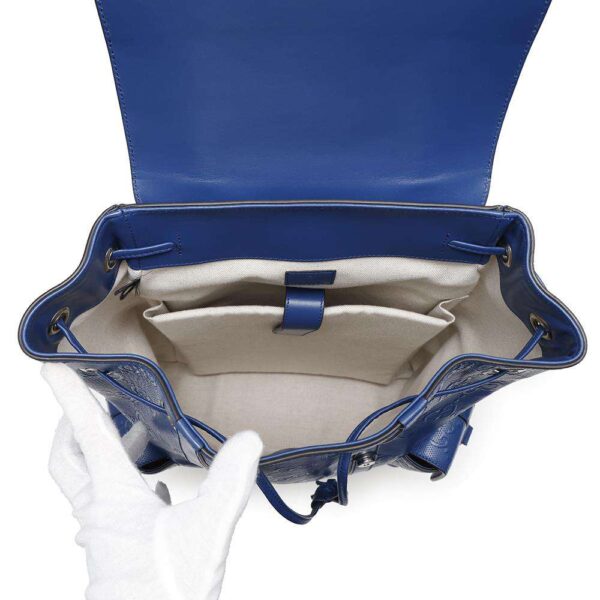 GUCCI GG Embossed Backpack Blue625770 Leather - Image 4