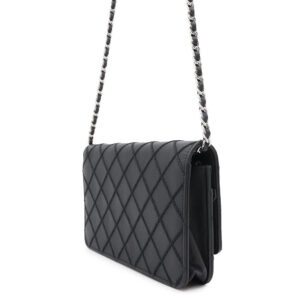 CHANEL Wild Stitch Chain Wallet Black Leather