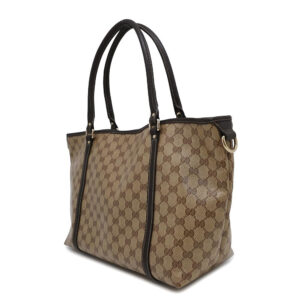 GUCCI GG Crystal Tote Beige/Brown265695 PVC Coated Canvas Leather