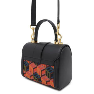 MCM Cubic Logo 2WAYBag Black/OrangeMWECSCK01MT001 Canvas Leather Size Small
