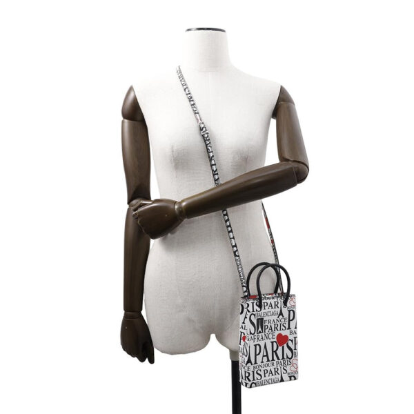 BALENCIAGA Bon Jules Paris Shopping Phone Holder White/Black/Red593826 Leather - Image 3