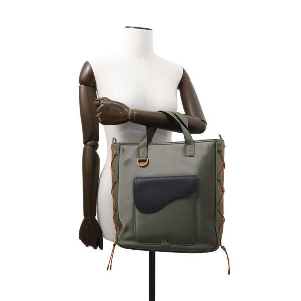 Dior sacai Collaboration 2WAY Saddle Bag Khaki/Black1ADSH198USF Nylon Leather - Image 4