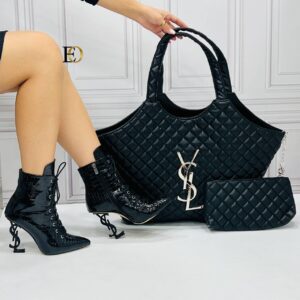 ysl new black boot bag set