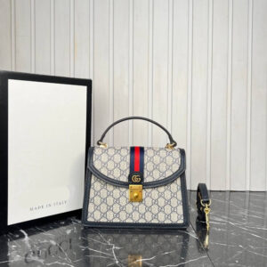 GG patterned real leather bag
