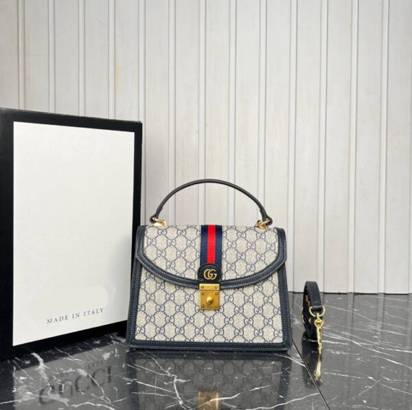 GG patterned real leather bag