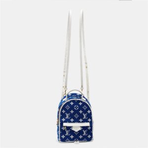 Louis Vuitton Blue/white Monogram Velvet And Leather Palm Springs Backpack