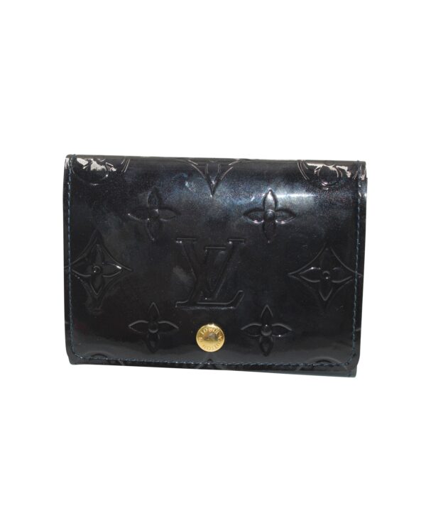 Louis Vuitton Amarante Monogram Business Card Holder in Navy Blue Patent Leather