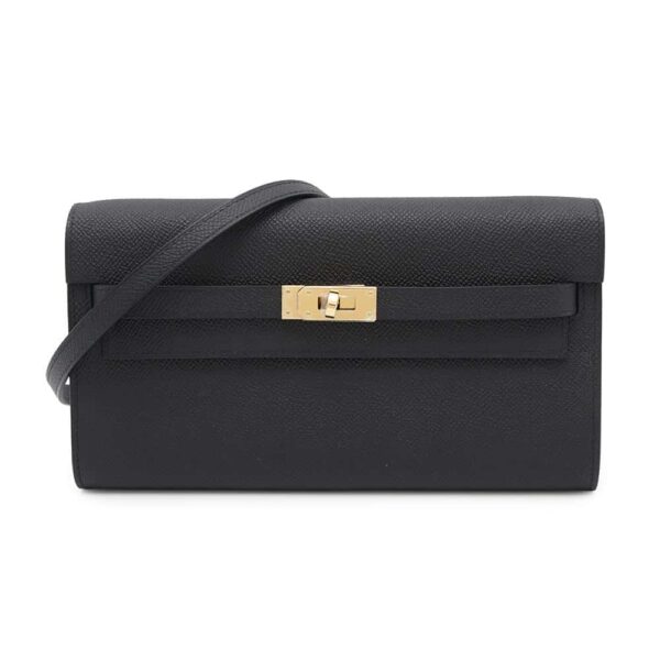 HERMES Kelly wallet long to go Black Epsom - Image 5