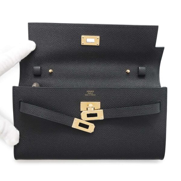 HERMES Kelly wallet long to go Black Epsom - Image 3