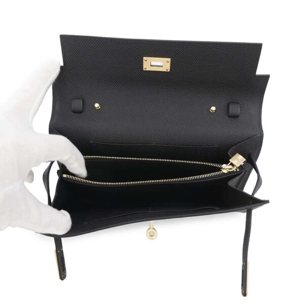 HERMES Kelly wallet long to go Black Epsom - Image 4