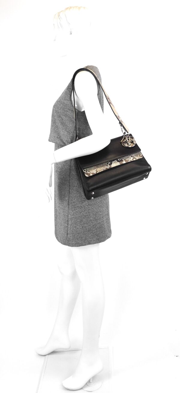 Be Dior Double Flap Calfskin and Python Bag - Image 14