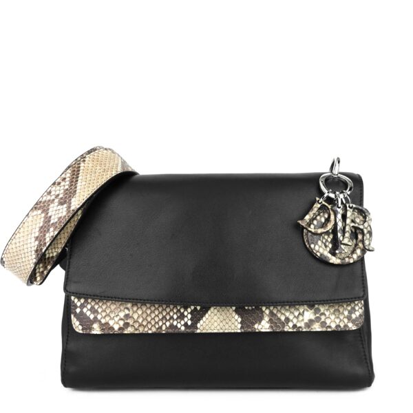 Be Dior Double Flap Calfskin and Python Bag - Image 15