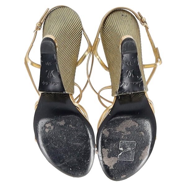 Louis Vuitton Wedge Sandal in Metallic Gold Leather - Image 6